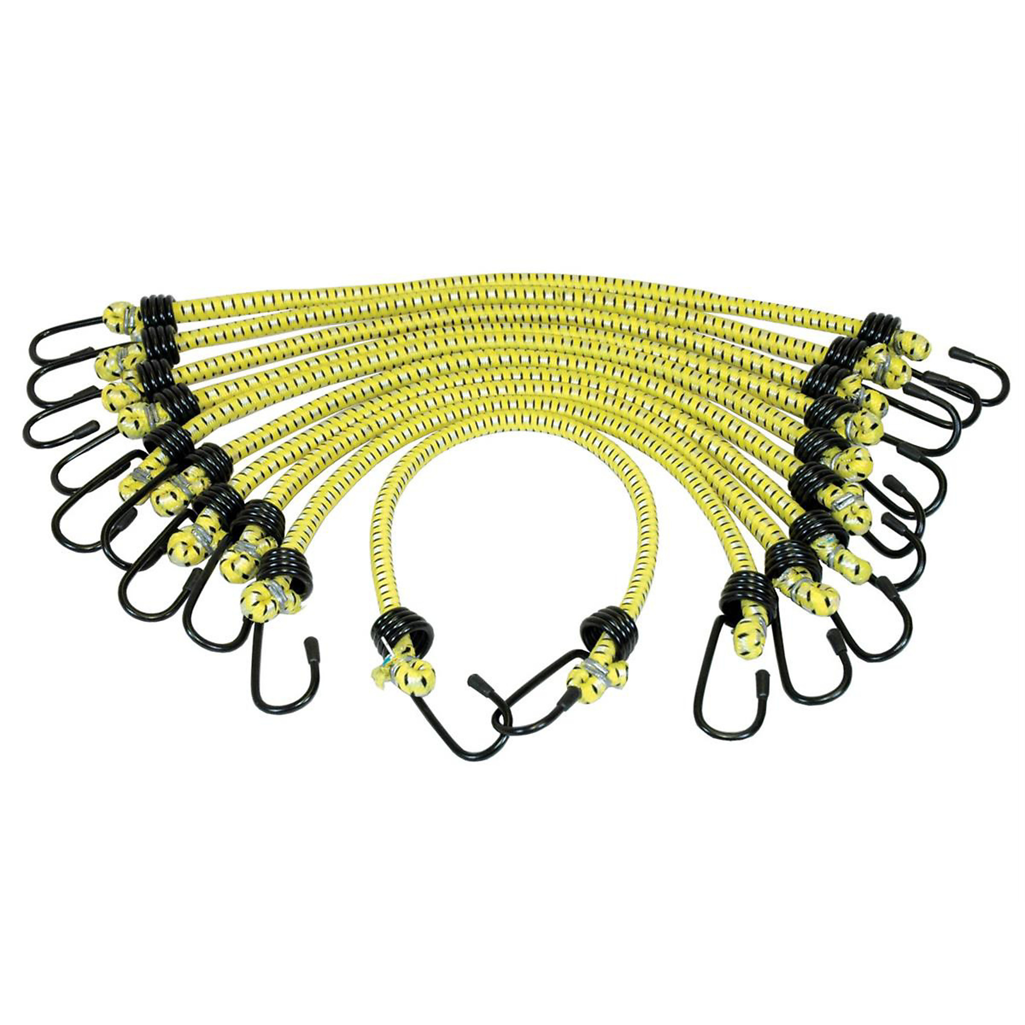 K-Tool International Bungee Cord — 3/8in. x 24in., Vinyl Covered Hooks, 10 Pk, Model# KTI73831
